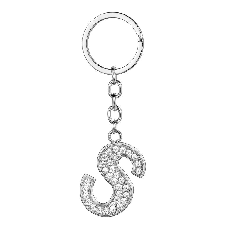 BESPMOSP A-Z Initials Letter Keychain Best Friend Gift Keychains for Women Shiny Crystal Keyring Birthday Gifts (S) - Image 1
